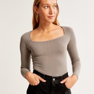 ✨️NWT Abercrombie & Fitch|  Pointelle Squareneck Bodysuit| Sz M| Knit, Pointelle
